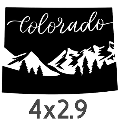 Colorado With Mountains And Trees. Black Temporary Vinyl Sticker 4 X2.9  • £6.62
