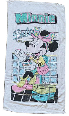 Vintage FRANCO Karaoke Minnie Mouse Disney Beach Towel 25”x46” • $12.99