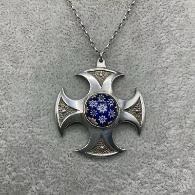 Vintage Scottish Sterling Silver Necklace With Caithness Millifiori Edinburgh HM • £39.75