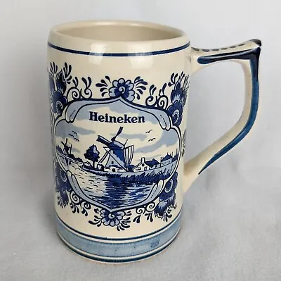 $14.99 • Buy Delft Blue Mug Vintage Heineken Holland Porcelain Beer Stein Windmill Dutch 16oz