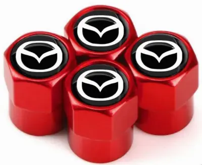 Mazda Alloy Hex Red Tyre Valve Caps -  Fits Mazda • $7.39
