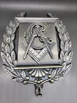 Masonic Masons Freemason Headstone Plaque Placard Silver-Pewter Color Metal • $49.99