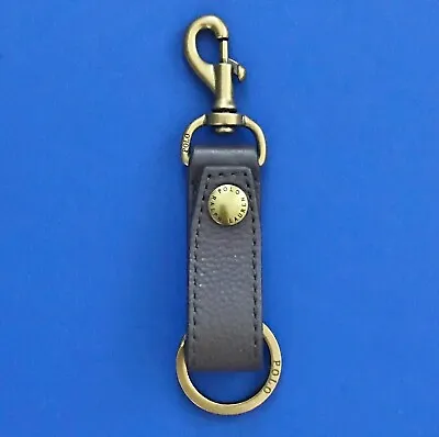 NWT Polo Ralph Lauren Brown Leather Polo Embossed Bolt Snap O-Ring Key Chain Fob • $75