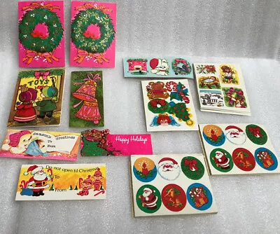 Vintage Christmas Gift Tags Some Glitter And Lots Of Stickers • $9.95