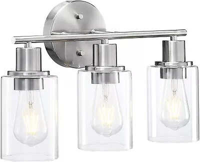 Solarforce 3-Light Vanity Light Brushed Nickel Bathroom Wall Light Over Mirror • $49.99