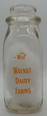 Walnut Dairy Farms Pyroglazed Square Half Pint Milk Bottle - Waterloo Iowa IA • $21.99