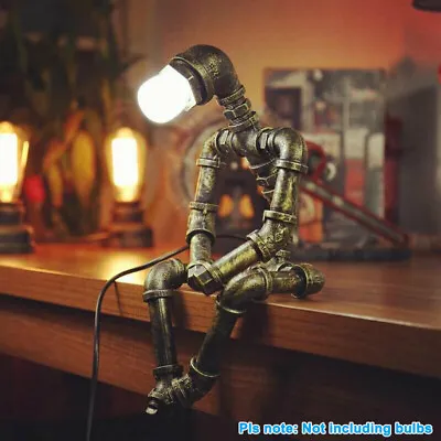 Robot Water Pipe Desk Light Steampunk Table Lamp Vintage Decor Christmas Gift • $48