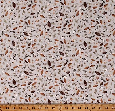 Cotton Mushrooms Nature Mushroom Toss Little Ones Fabric Print By Yard D576.56 • $12.95