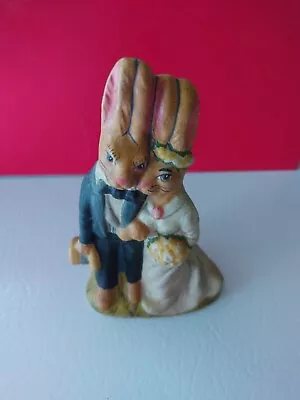 Vaillancourt Folk Art Bunny Rabbit Bride Groom Wedding Couple 3.5in Tall • $90