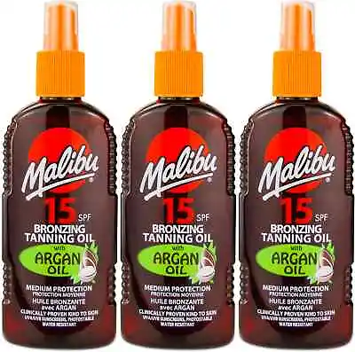 Malibu Tanning Oil Argan SPF15 200ml X 3 • £16.99