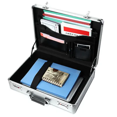18  Aluminum Hard Case Tablet Document Mens Briefcase Silver Equipment Toolbox • $68.61