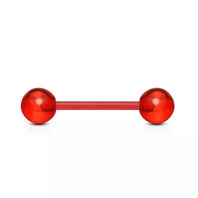 £2.50 • Buy 16mm Red Bio Flex Non Allergy Metal Free Tongue Bar Nipple Piercing Tounge UK