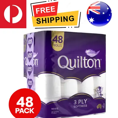 $36.99 • Buy 48x Quilton Toilet Paper Tissue Rolls 3-Ply 180 Sheets - Best Price