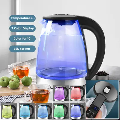 1.8l Electric Glass Kettle Fast Boil Swivel Base Colour Change Lights 2200w • £18.99