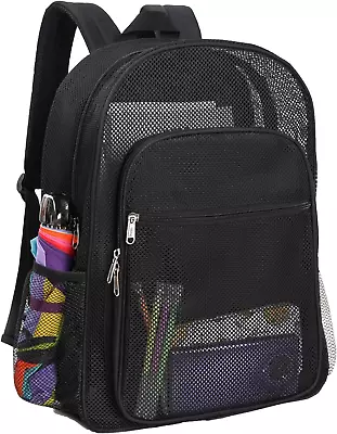 Heavy Duty Mesh Backpack Lightweight See Through College Mesh Daypack Semi-Tra • $34.99