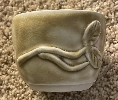Vintage Miniature Studio Art Pottery Bowl Pot Planter Green Relief Signed Joseph • $17.99