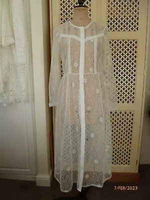 £14.99 • Buy NWT GORGEOUS SHEER LACE WHITE BRIDAL MAXI COAT JACKET Fit 10-12