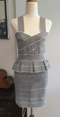$10 • Buy BNWT AVA Size 14 Bodycon Striped Bandage Dress - Cocktail, Party, Wedding, Frock