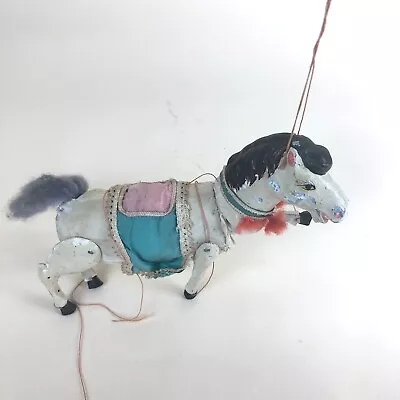 C.1890-1900Rare Vintage Composite BEAUTIFUL PAINTED HORSE MARIONETTE 1890's • $30