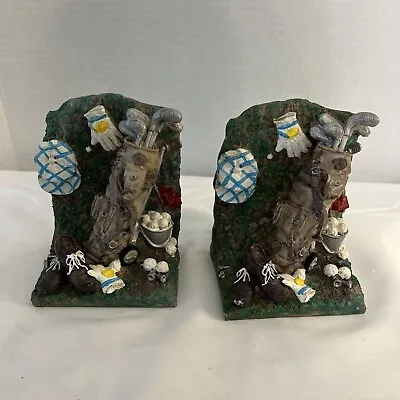 Vintage Golf Book Ends Made Out Of Resin In Very Good Condition 5.5 In Tall • $19