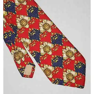 Gianni Versace Vintage Mens Neck Tie Medusa Red/Blue/Gold • $62