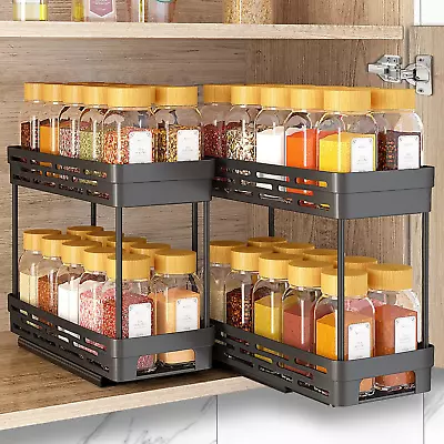 2 Packs Pull Out Spice Rack Organizer For Cabinet Durable Slide Out Spice Racks • $29.92