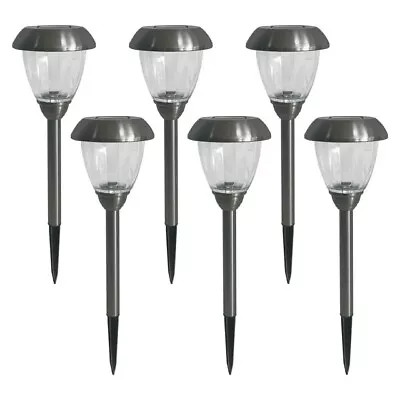 Solar Powered Stainless Steel LED Pathway Lights With Glass Lens 10 Lumens (6 C • $29.99