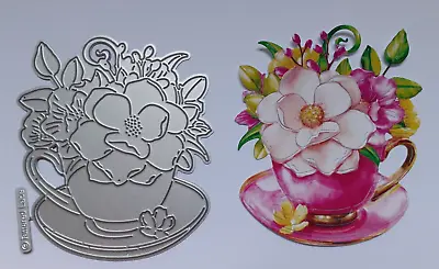 Tattered Lace Magnolia Mornings Flower Cup And Saucer Cutting Die • £10.99