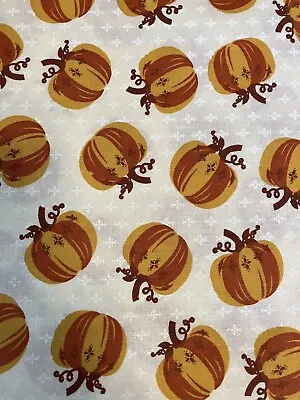 Cotton Fabric New Bolt Sold By Yard American Pumpkins On Cream • £6