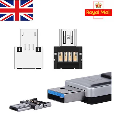 USB OTG Micro USB Male To USB 2.0 Type Female Adapter Connector For Android UK • £1.95