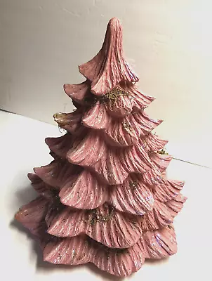 Vtg 12   Pink Ceramic Christmas Tree With 14 Ceramic Birds And Remnants Of Moss • $29.99