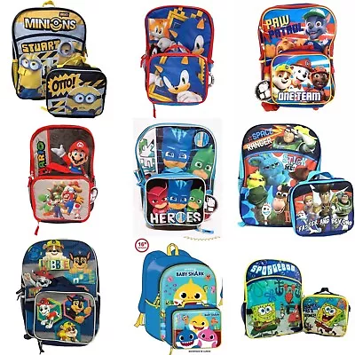 Little Boys 16  Cartoon Book Bag Backpack With Lunch Box - 2 Piece Set • $24.99