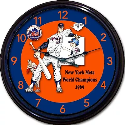 NY Mets 1969 World Series Yearbook Blue Rim Wall Clock Shea Stadium  • $30.99