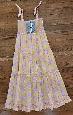 MUSTARD PIE Girls 10 Maxi Dress Yellow Pink • $33.70