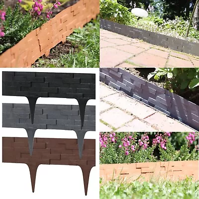 Garden Lawn Path Border Edging Stone Brick Effect 2.4m (7.8 Ft) Black Grey Brown • £12.99