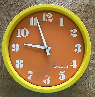 Rare Orange And Yellow Bulova Vagabond Wall Clock  C 3285 Mid-Century Modern • $14