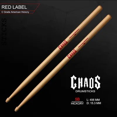 $26 • Buy 5B DRUM STICKS CHAOS 5B DRUMSTICKS – RED LABEL X3 PAIRS AMERICAN HICKORY