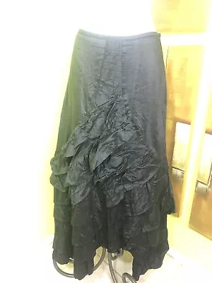 Marrika Nakk Black Ruffle Skirt 31  Waist Princess Layered Gothic Silk Victorian • $150