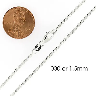 925 Sterling Silver Diamond Cut Rope Chain Necklace .925 Italy All Sizes • $13.99
