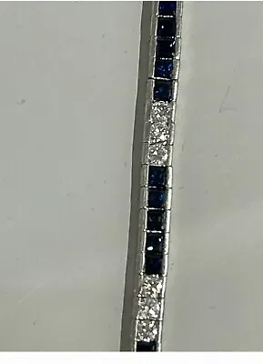 Platinum Sapphire And Diamond Tennis Bracelet • $4250