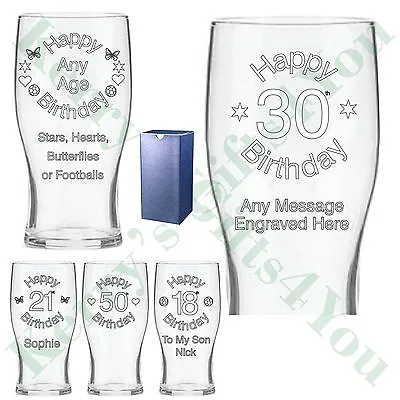 £11.64 • Buy Engraved Pint Glass 16th 18th 21st 30th Birthday Gifts Gift Boxed