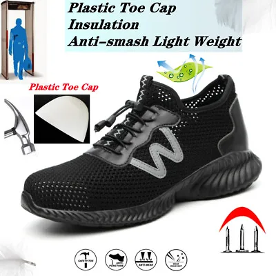 Safety Shoes Work Trainer Composite Plastic Toe Cap Shoes Lightweight Mens Women • £26.99