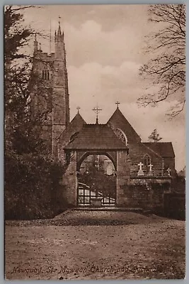 Newquay St Mawgan Church & Lochgate Cornwall England Postcard Postmark 1922 • £5