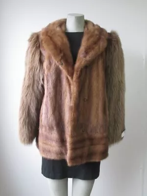 Women's Sz 10 Real Mink Fur Coat With Fox Fur Sleeves MINT CLEARANCE SALE! • $250