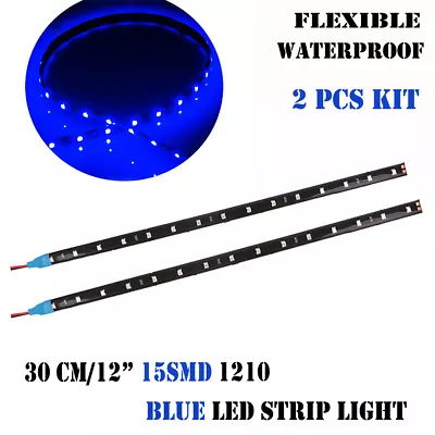 2x 12  Blue Car Motor Bike Vehicle Boat Flexible Waterproof LED Strip Light 12V • $7.42