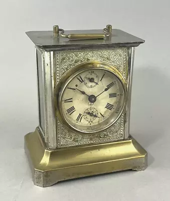 Antique German Mauthe Musical Carriage Victorian Alarm Clock 30 Hour With Key • $110