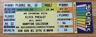 1976 Hampton Coliseum Elvis Presley Ticket Reprint/Classic Elvis Virginia Show! • $14.96