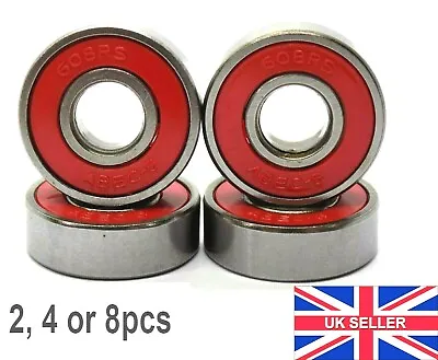 ABEC 5 Bearings 608RS Red Bearing For Scooter Skateboards 8mm X 22mmx 7mm Abec5 • £3.45