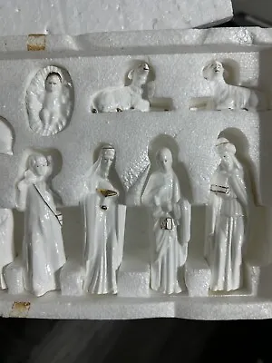 Vintage Walmart Fine Bone China Miniature 12 Piece Nativity Set White Taiwan • $20