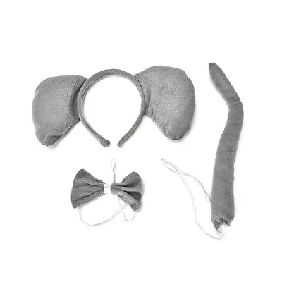 Elephant Animal Set Zoo Farm Jungle Safari Headband Ears Bow Tail Fancy Dress-qk • $8.70